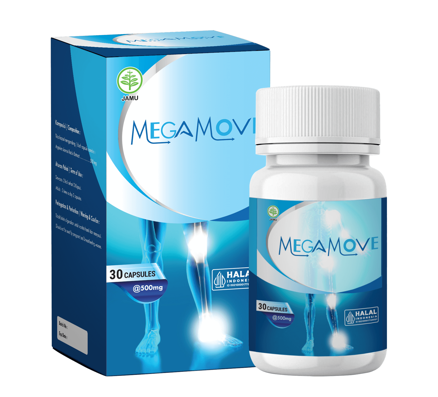 Kemasan Produk Megamove untuk Kesehatan Sendi
